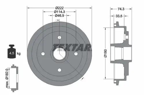 спирачен барабан TEXTAR 94019300