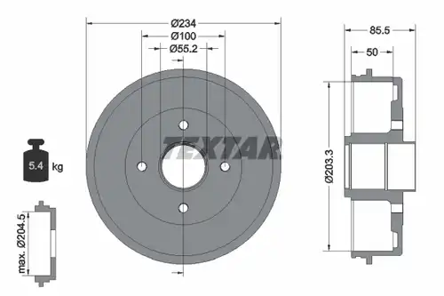 спирачен барабан TEXTAR 94019600