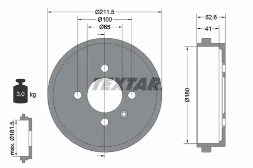 спирачен барабан TEXTAR 94022700