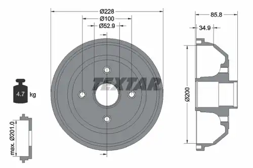 спирачен барабан TEXTAR 94024100