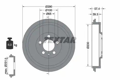спирачен барабан TEXTAR 94024300