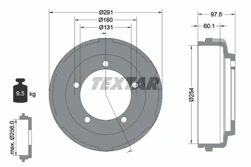 спирачен барабан TEXTAR 94024700