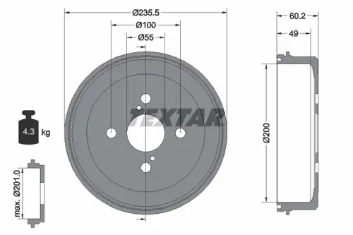 спирачен барабан TEXTAR 94025600