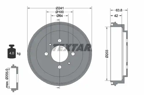 спирачен барабан TEXTAR 94026100