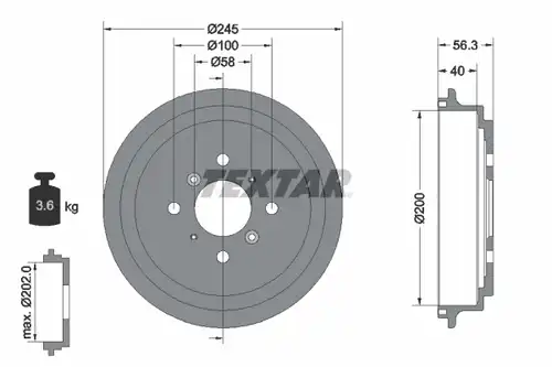 спирачен барабан TEXTAR 94026300