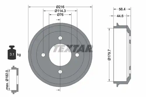 спирачен барабан TEXTAR 94030300