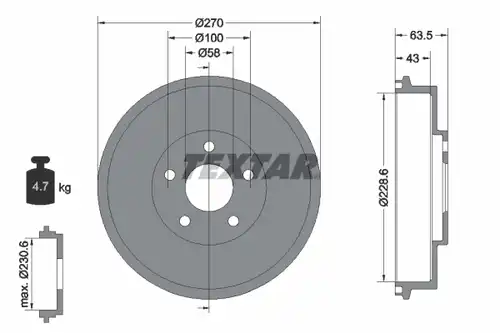спирачен барабан TEXTAR 94031000