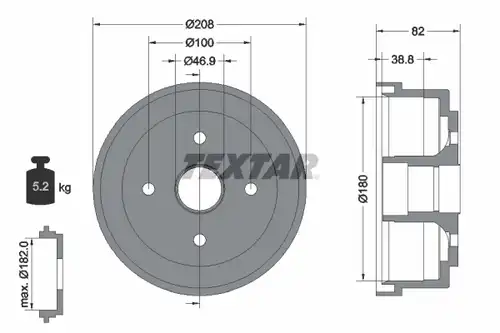 спирачен барабан TEXTAR 94032400
