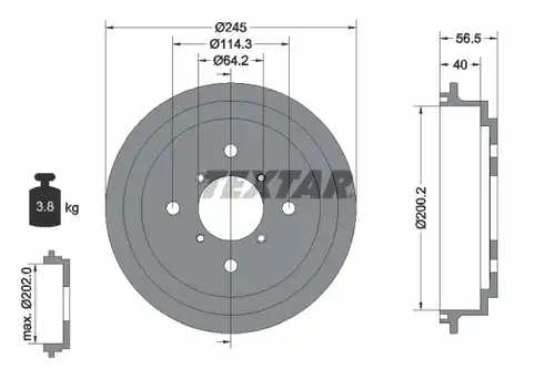 спирачен барабан TEXTAR 94032600