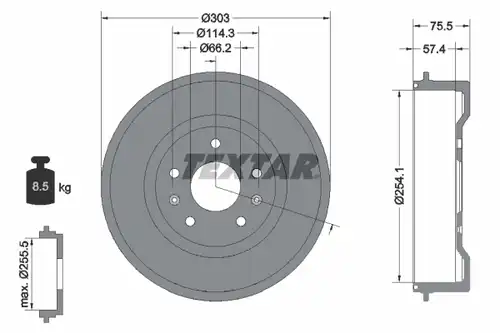 спирачен барабан TEXTAR 94032800