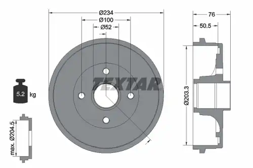 спирачен барабан TEXTAR 94033800