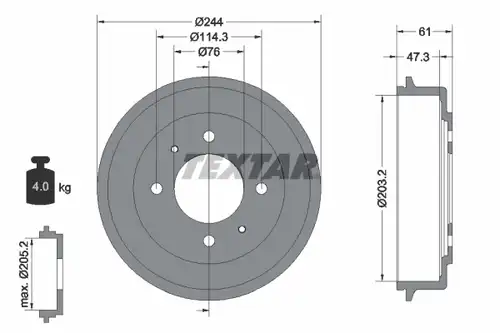 спирачен барабан TEXTAR 94034900