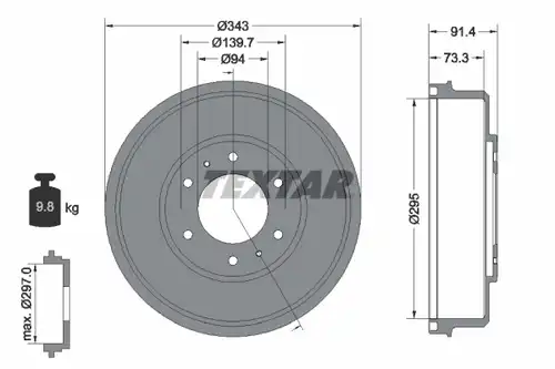 спирачен барабан TEXTAR 94035300
