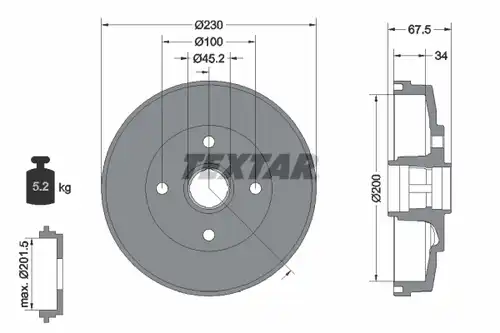 спирачен барабан TEXTAR 94036500