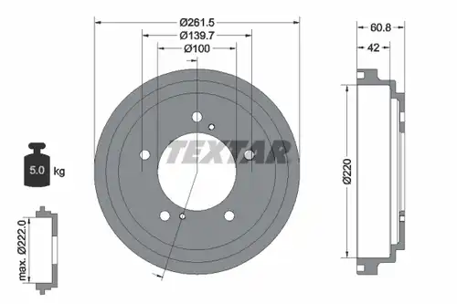 спирачен барабан TEXTAR 94036600