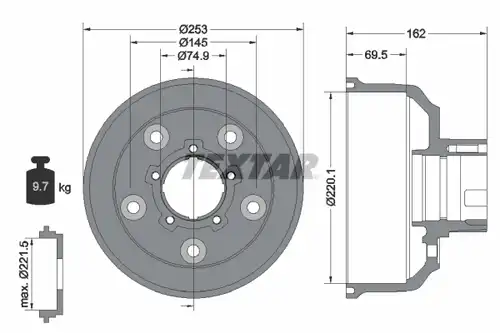 спирачен барабан TEXTAR 94037200