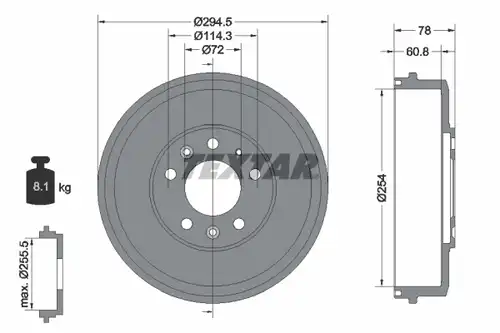 спирачен барабан TEXTAR 94038300