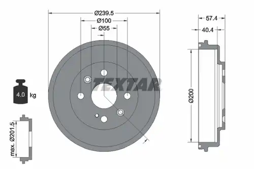 спирачен барабан TEXTAR 94038400