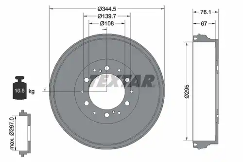 спирачен барабан TEXTAR 94038800