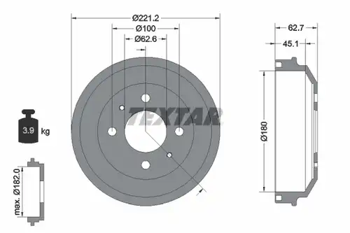 спирачен барабан TEXTAR 94040600