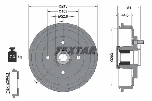 спирачен барабан TEXTAR 94041300
