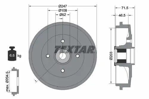 спирачен барабан TEXTAR 94041600