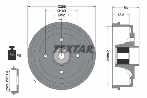 спирачен барабан TEXTAR 94041700