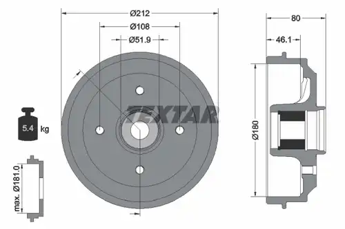 спирачен барабан TEXTAR 94041800