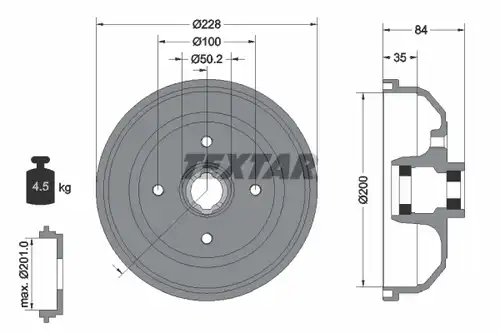 спирачен барабан TEXTAR 94042300