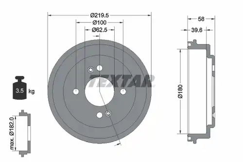 спирачен барабан TEXTAR 94044100