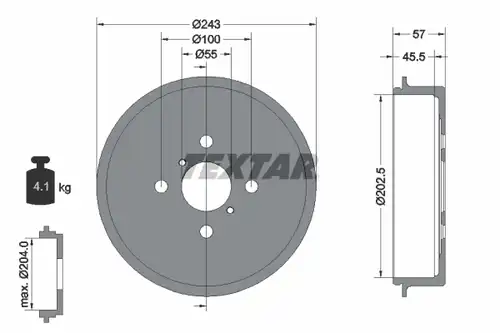 спирачен барабан TEXTAR 94045200