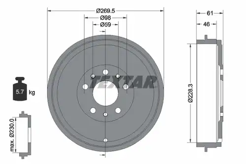 спирачен барабан TEXTAR 94045300