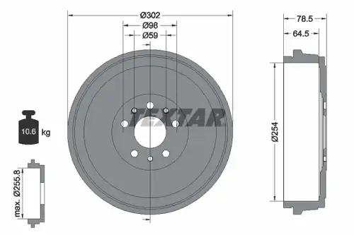 спирачен барабан TEXTAR 94045400