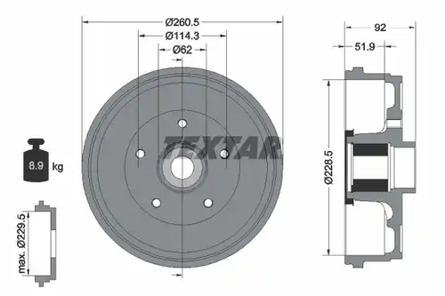 спирачен барабан TEXTAR 94047500