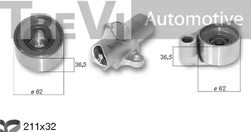 комплект ангренажен ремък TREVI AUTOMOTIVE KD1342