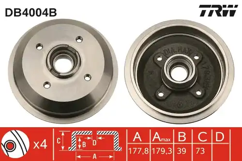 спирачен барабан TRW DB4004B
