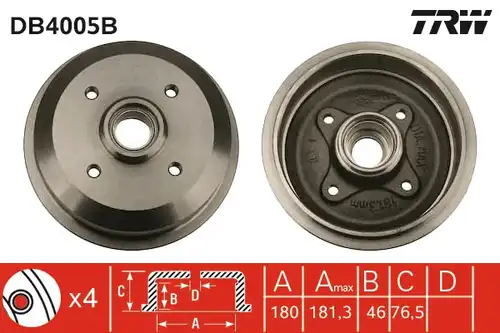 спирачен барабан TRW DB4005B