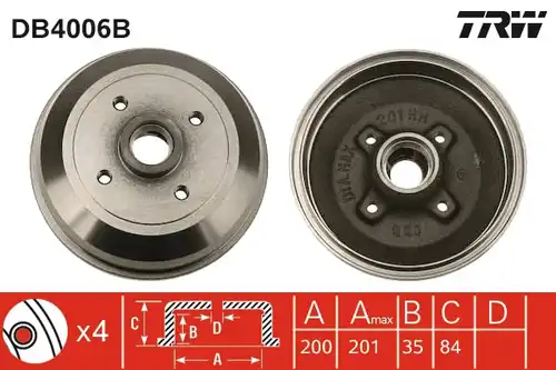 спирачен барабан TRW DB4006B