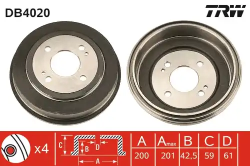 спирачен барабан TRW DB4020