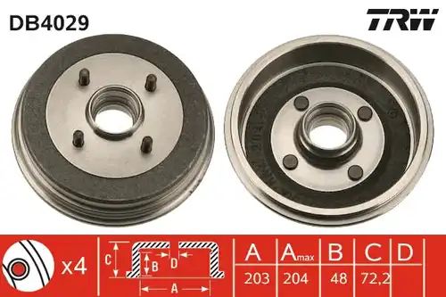 спирачен барабан TRW DB4029