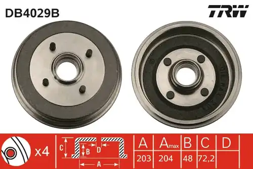 спирачен барабан TRW DB4029B