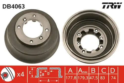 спирачен барабан TRW DB4063