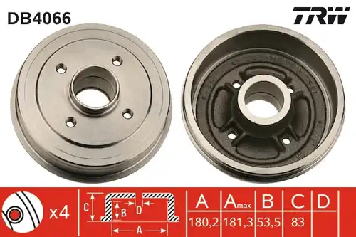 спирачен барабан TRW DB4066