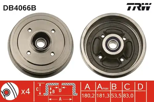 спирачен барабан TRW DB4066B