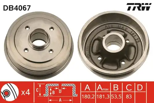 спирачен барабан TRW DB4067