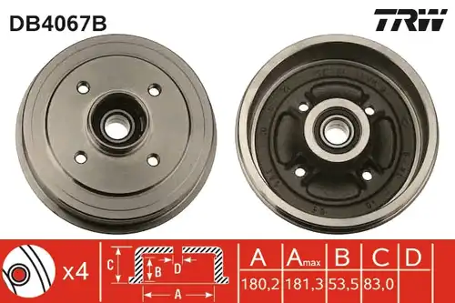 спирачен барабан TRW DB4067B