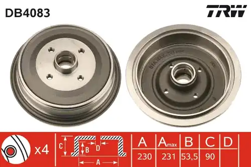 спирачен барабан TRW DB4083