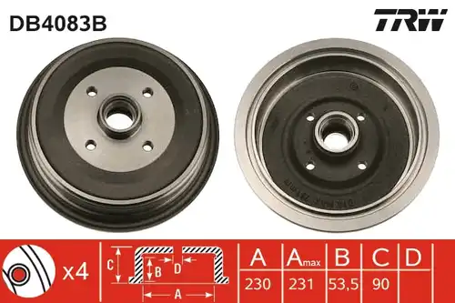 спирачен барабан TRW DB4083B