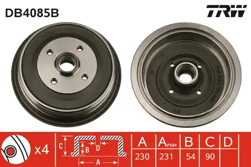 спирачен барабан TRW DB4085B