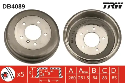 спирачен барабан TRW DB4089
